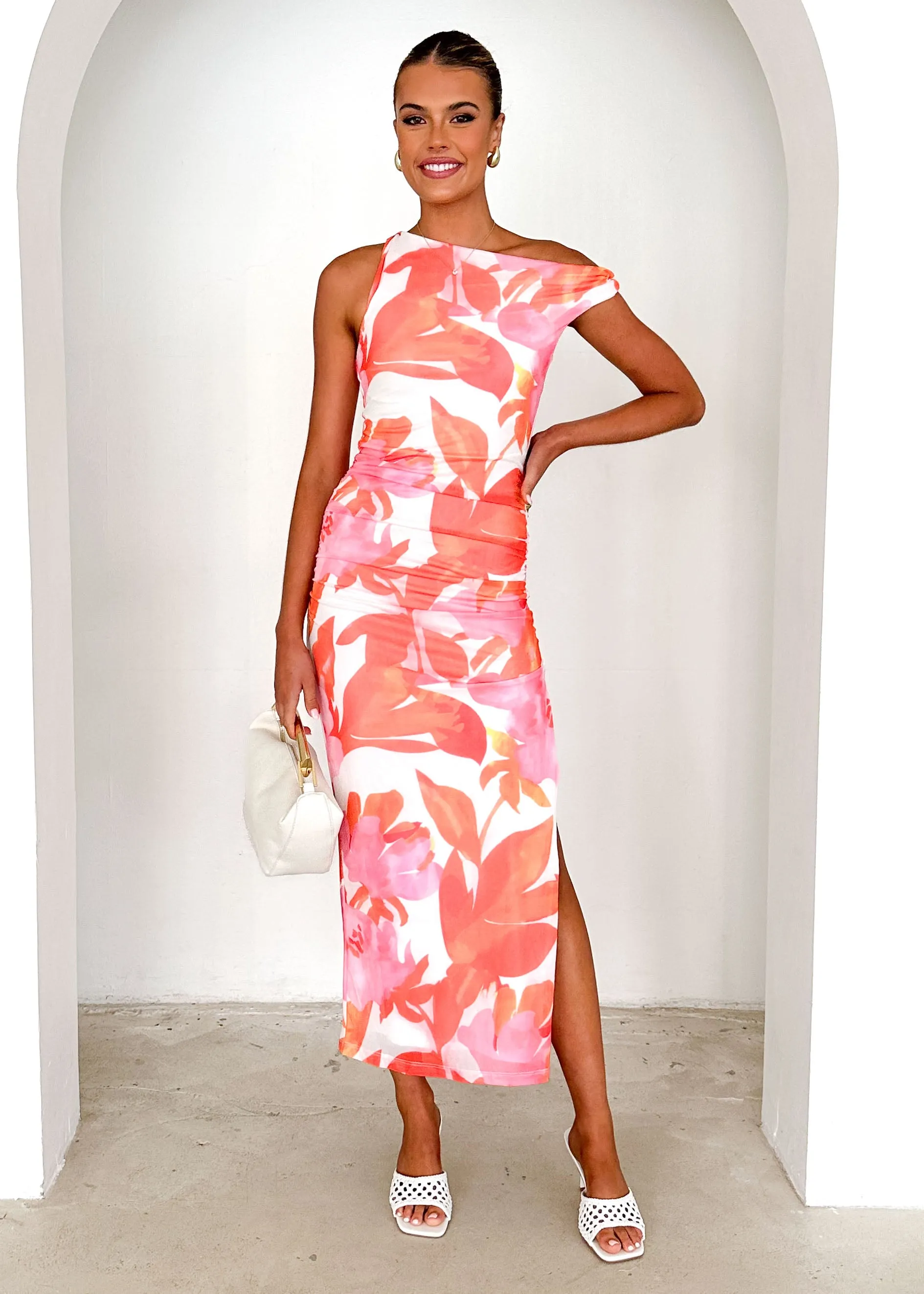 Darbie Mesh Maxi Dress - Orange Floral sold by Gingham & Heels product image thumbnail 3