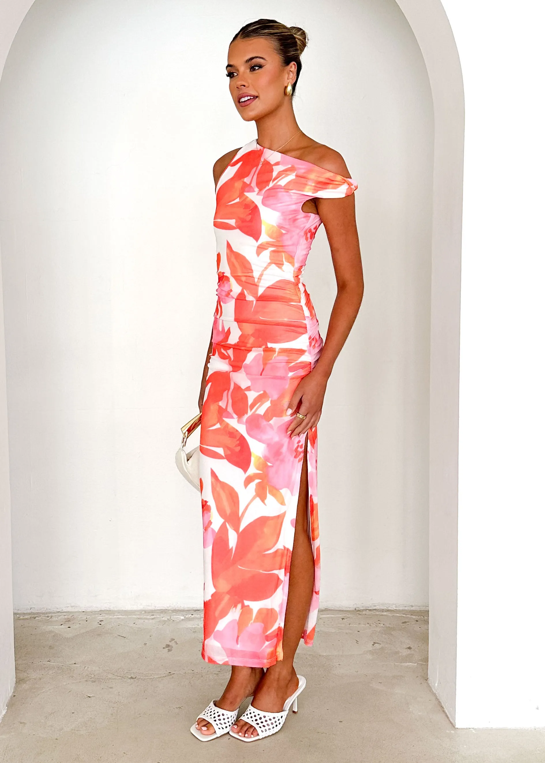 Darbie Mesh Maxi Dress - Orange Floral sold by Gingham & Heels product image thumbnail 4