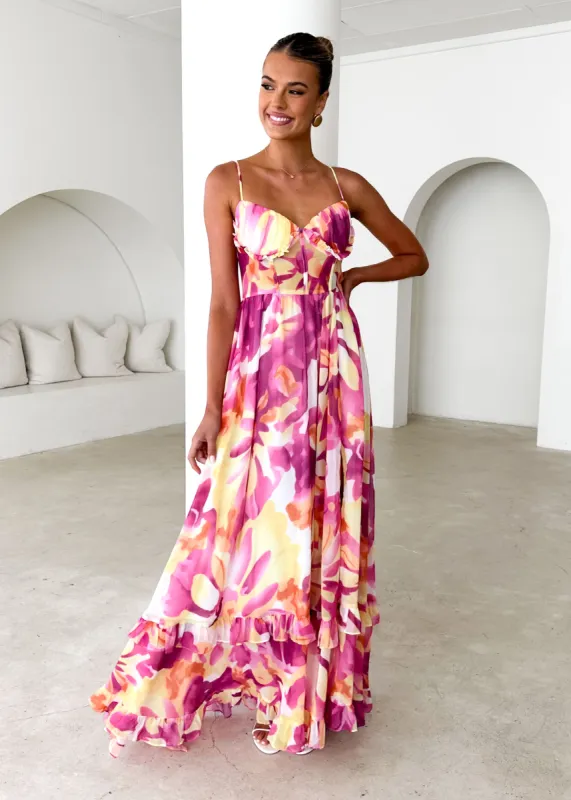 Iver Maxi Dress - Magenta Swirl sold by Gingham & Heels
