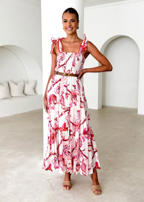 Beatrice Maxi Dress - Red Floral sold by Gingham & Heels