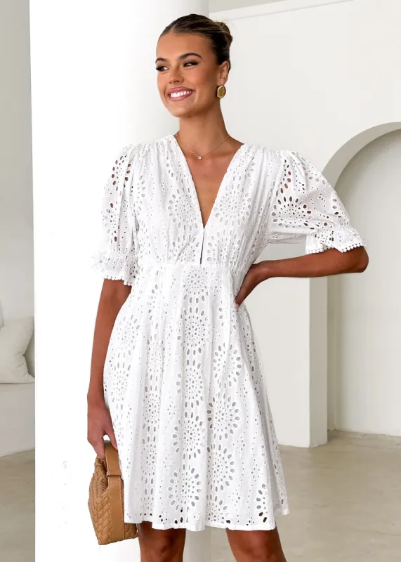 Grande Dress - White Anglaise sold by Gingham & Heels