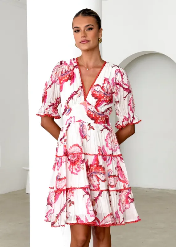 Eclipse Dress - Red Floral sold by Gingham & Heels