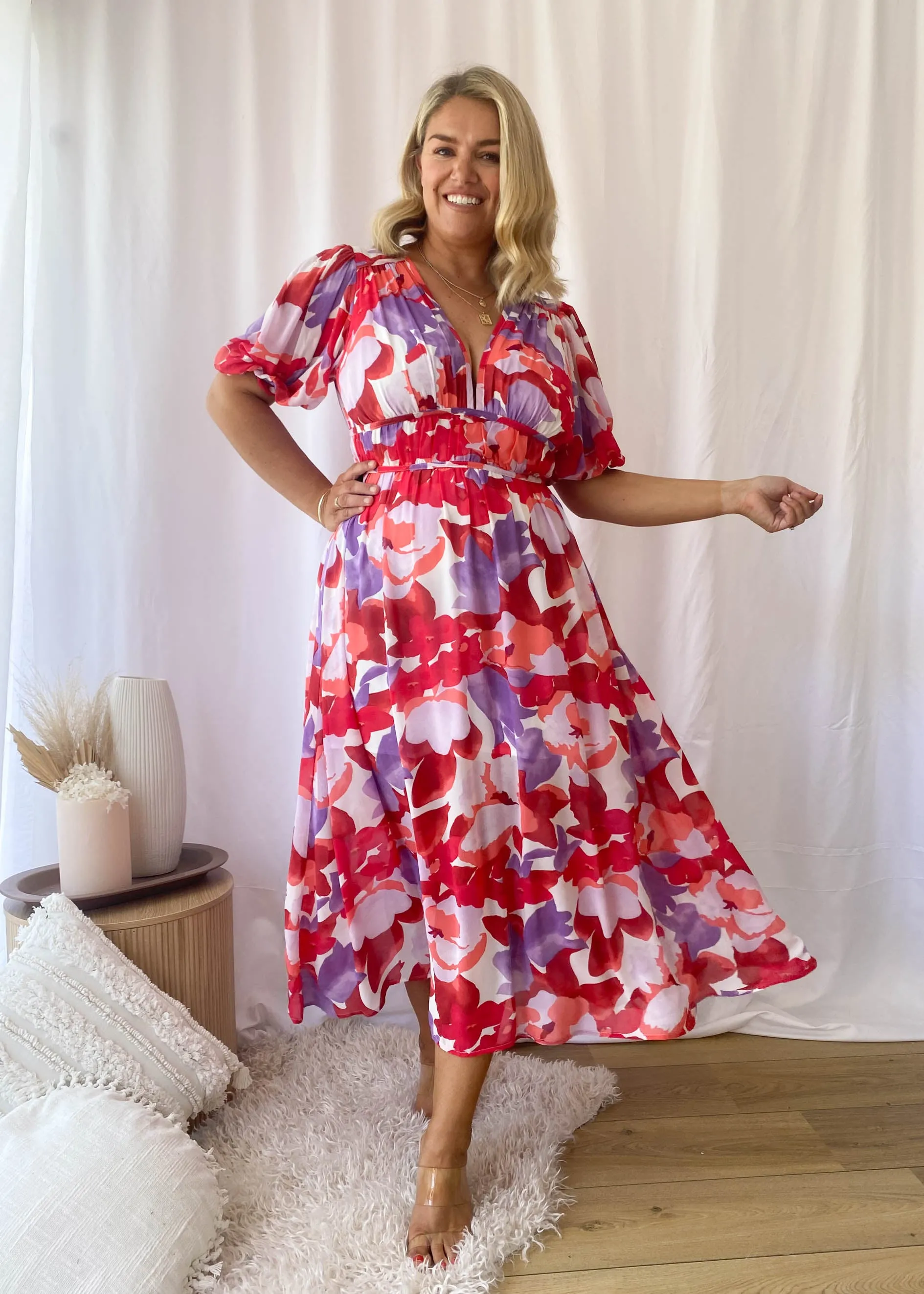 Zanette Midi Dress - Ruby Floral sold by Gingham & Heels product image thumbnail 2