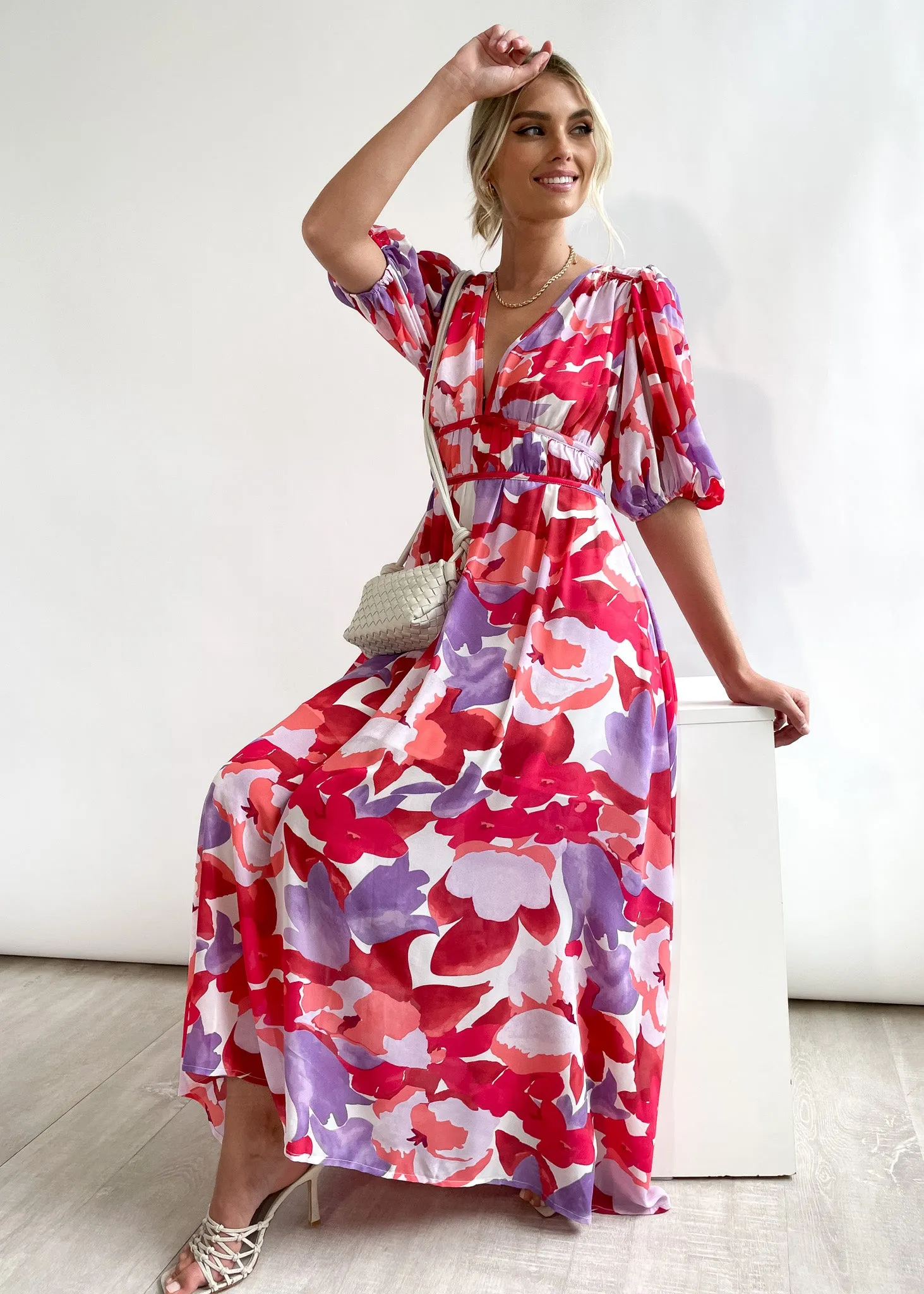 Zanette Midi Dress - Ruby Floral sold by Gingham & Heels