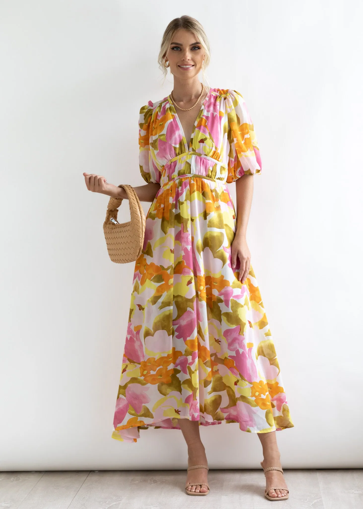 Zanette Midi Dress - Yellow Floral sold by Gingham & Heels product image thumbnail 4