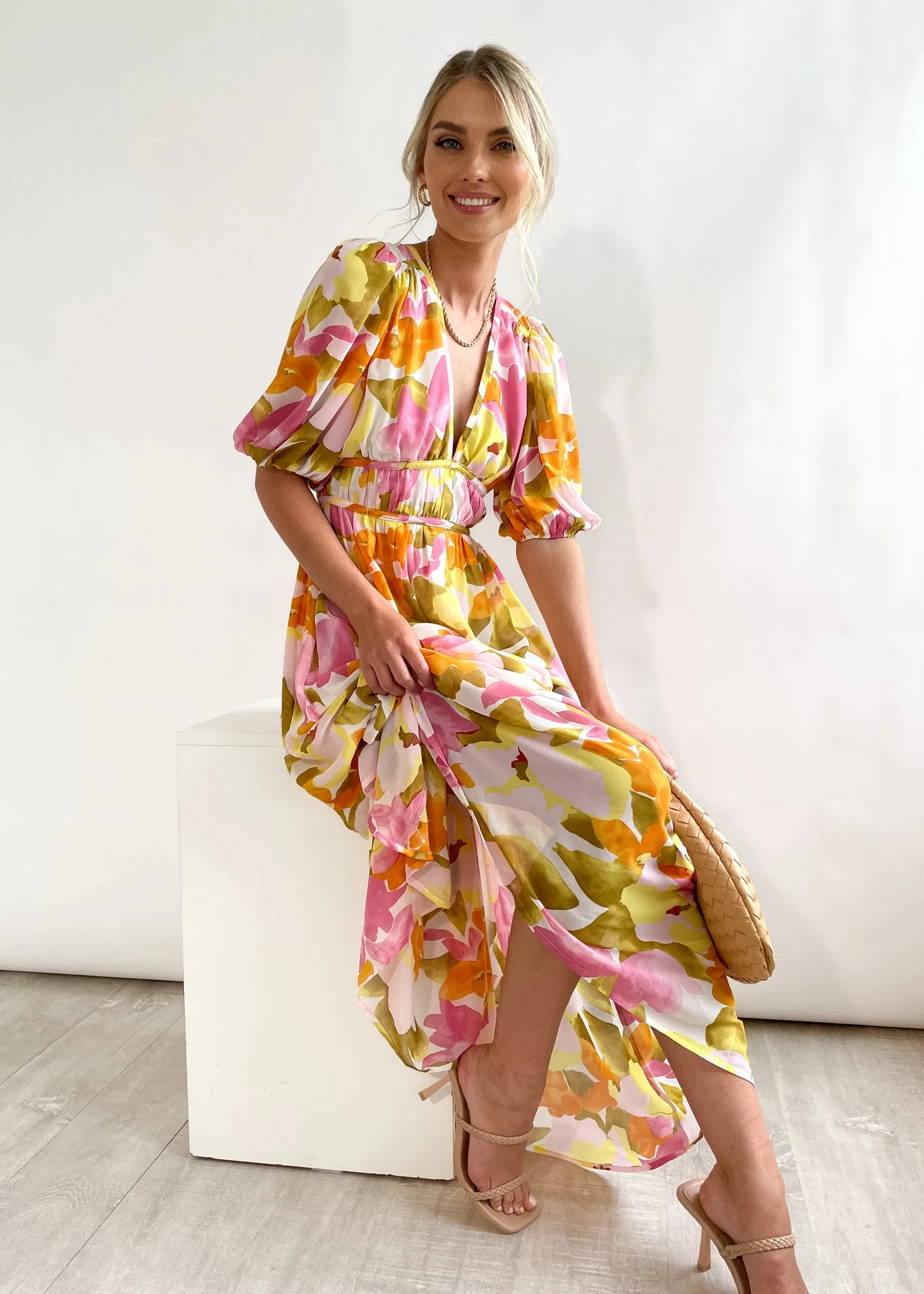 Zanette Midi Dress - Yellow Floral sold by Gingham & Heels product image thumbnail 2