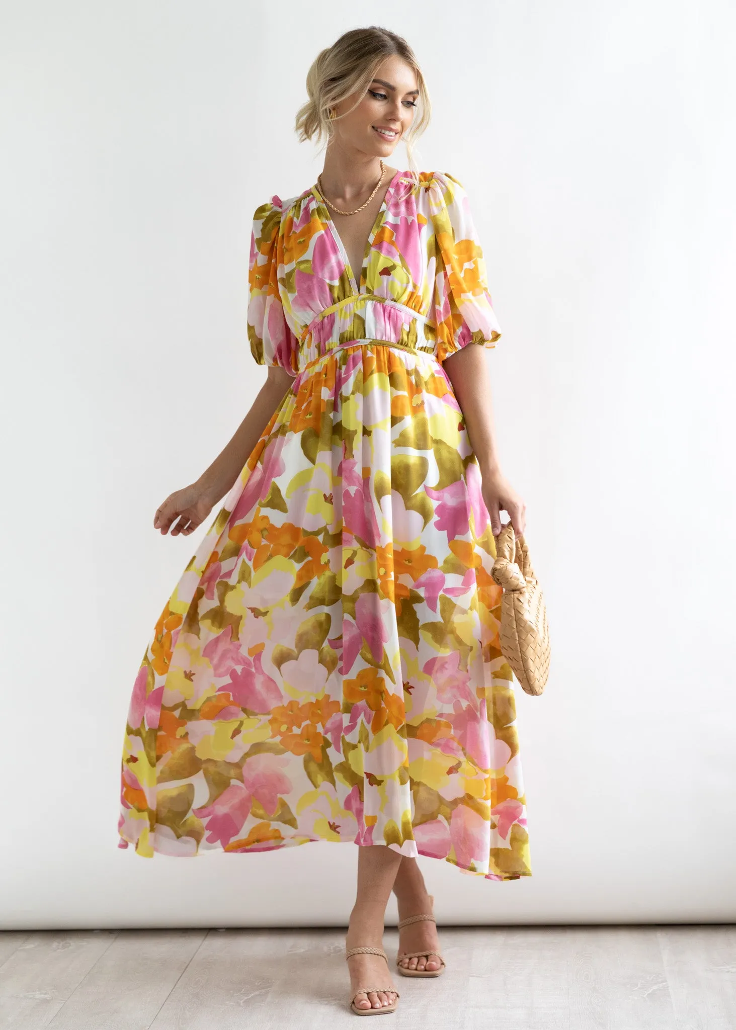 Zanette Midi Dress - Yellow Floral sold by Gingham & Heels product image thumbnail 3