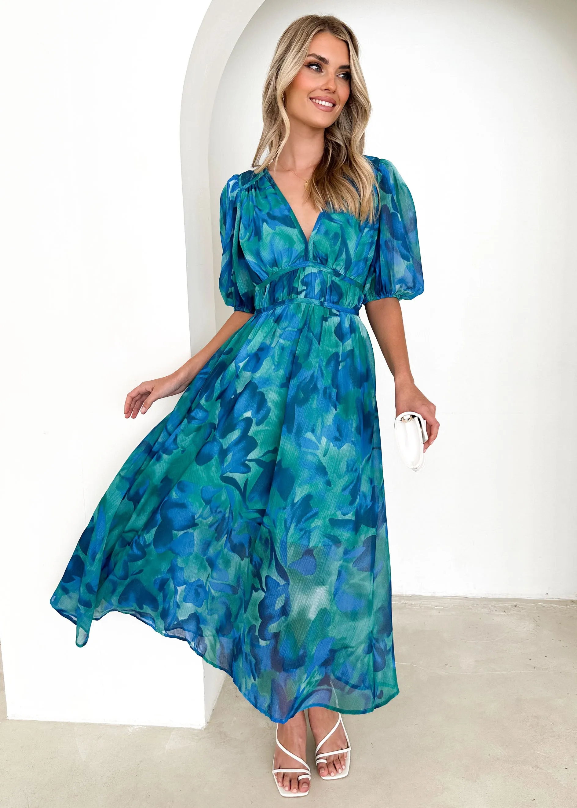 Zanette Midi Dress - Cobalt Swirl sold by Gingham & Heels product image thumbnail 2