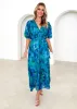 Zanette Midi Dress - Cobalt Swirl sold by Gingham & Heels