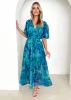 Zanette Midi Dress - Cobalt Swirl sold by Gingham & Heels