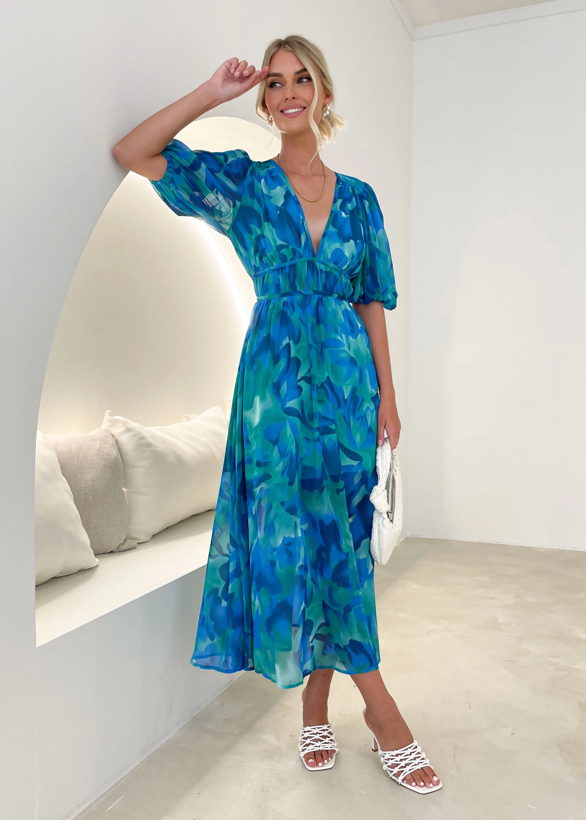 Zanette Midi Dress - Cobalt Swirl sold by Gingham & Heels product image thumbnail 3