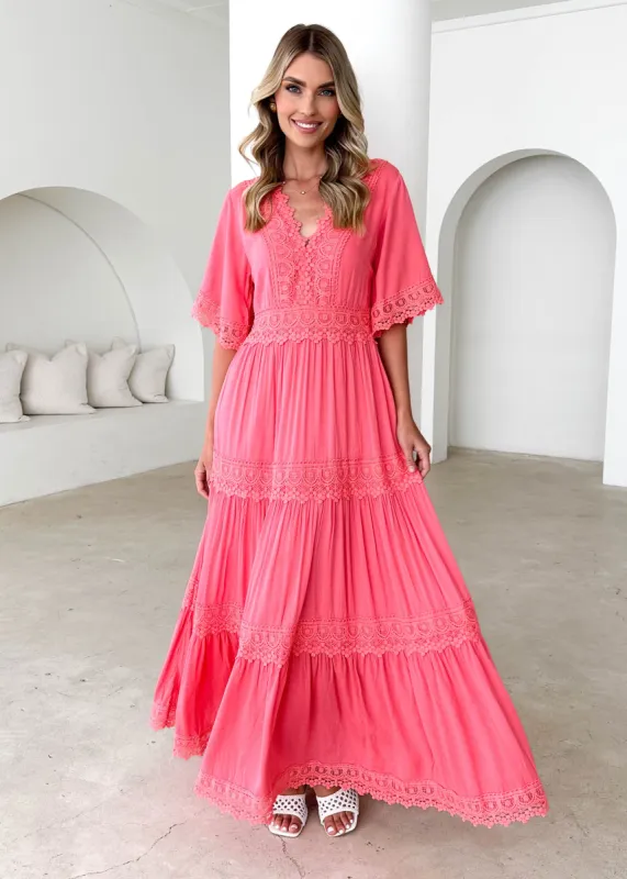 Nakieta Maxi Dress - Watermelon sold by Gingham & Heels