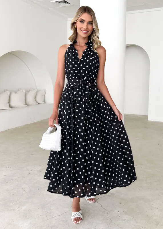 Benson Midi Dress - Black Spot sold by Gingham & Heels