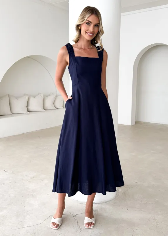 Lila Midi Dress - Navy sold by Gingham & Heels