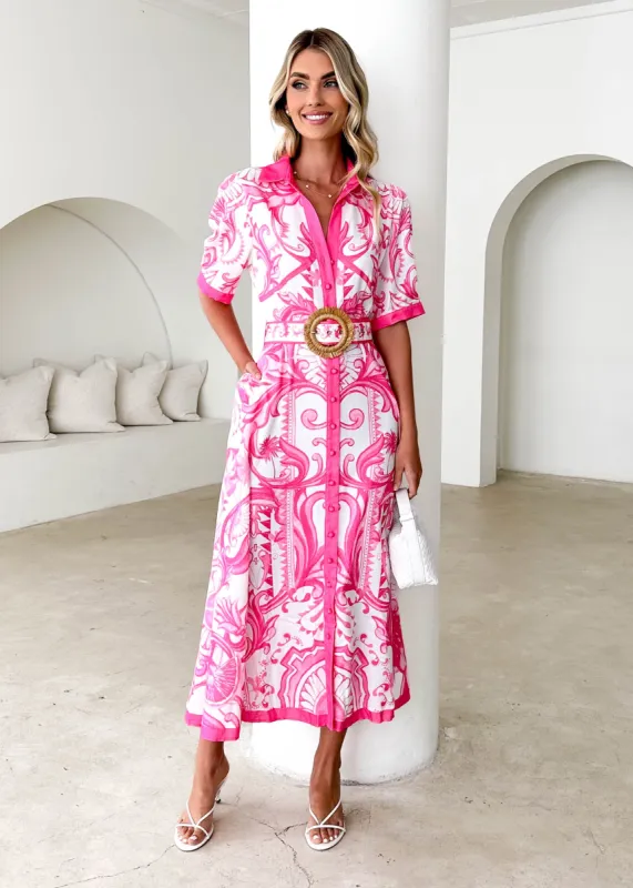 Rosie Maxi Dress - Pink Paisley sold by Gingham & Heels