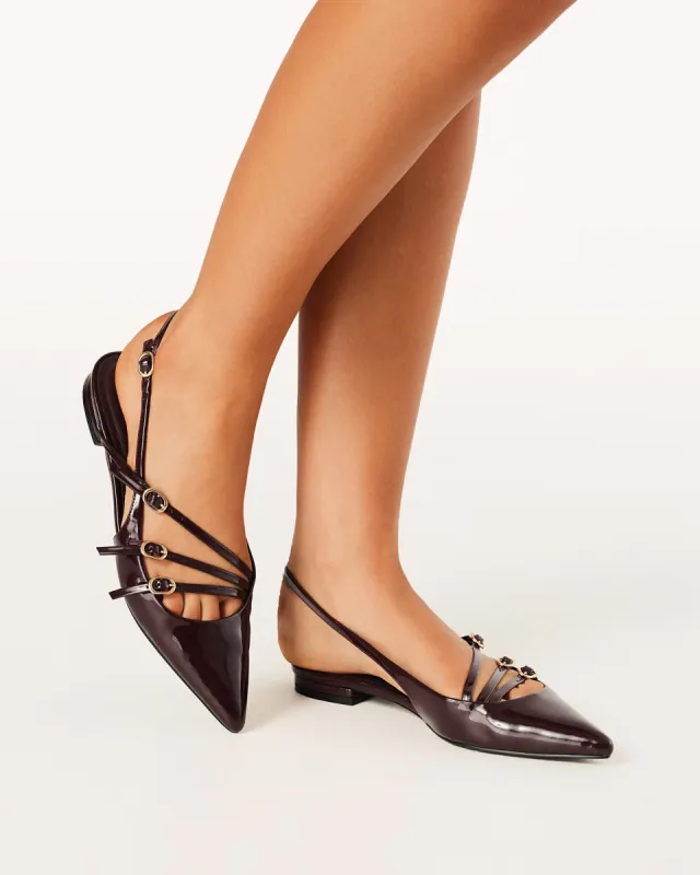 Hettie Flats - Wine Patent sold by Gingham & Heels