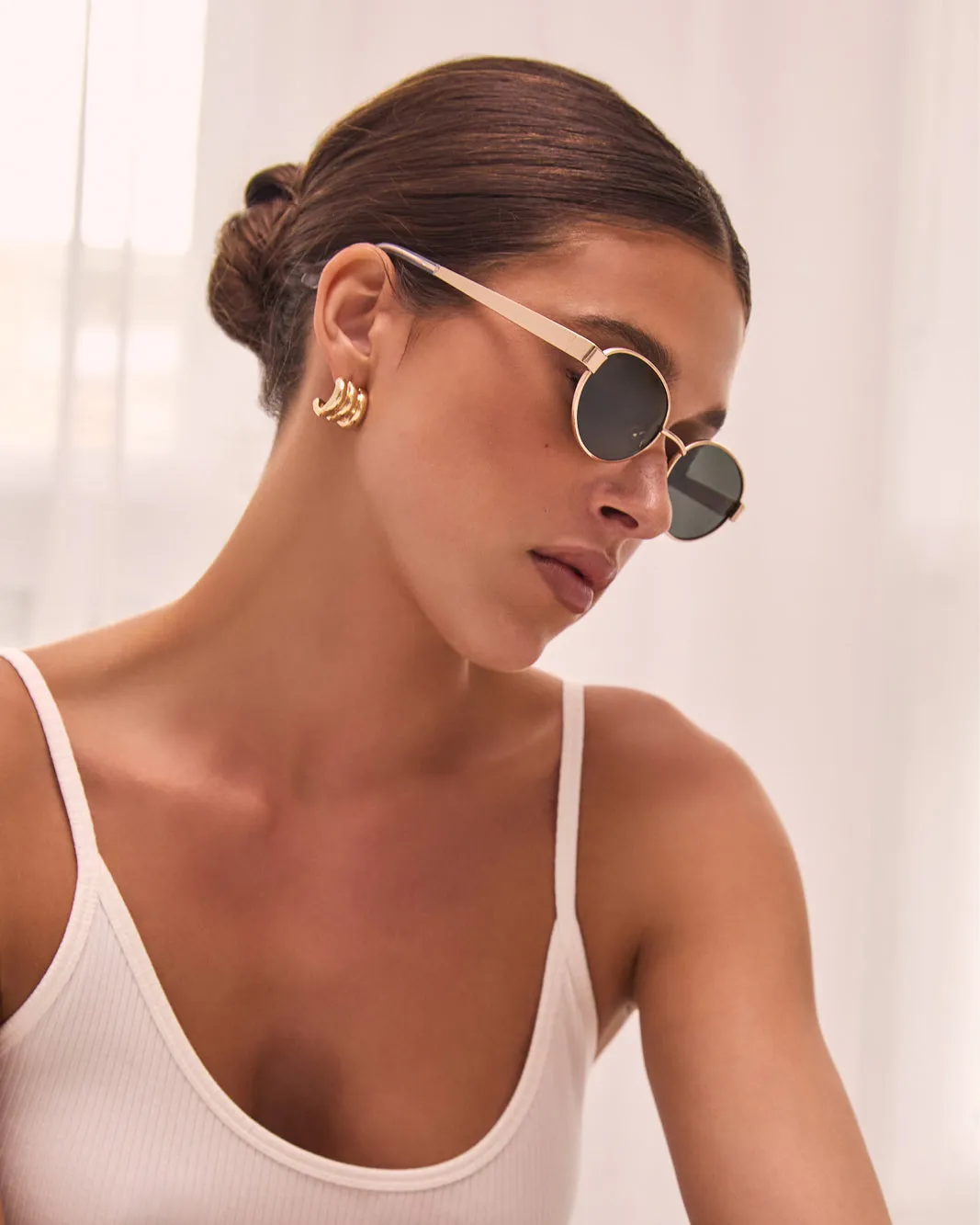 The Evangelista Sunglasses - Gold - Green sold by Gingham & Heels product image thumbnail 5