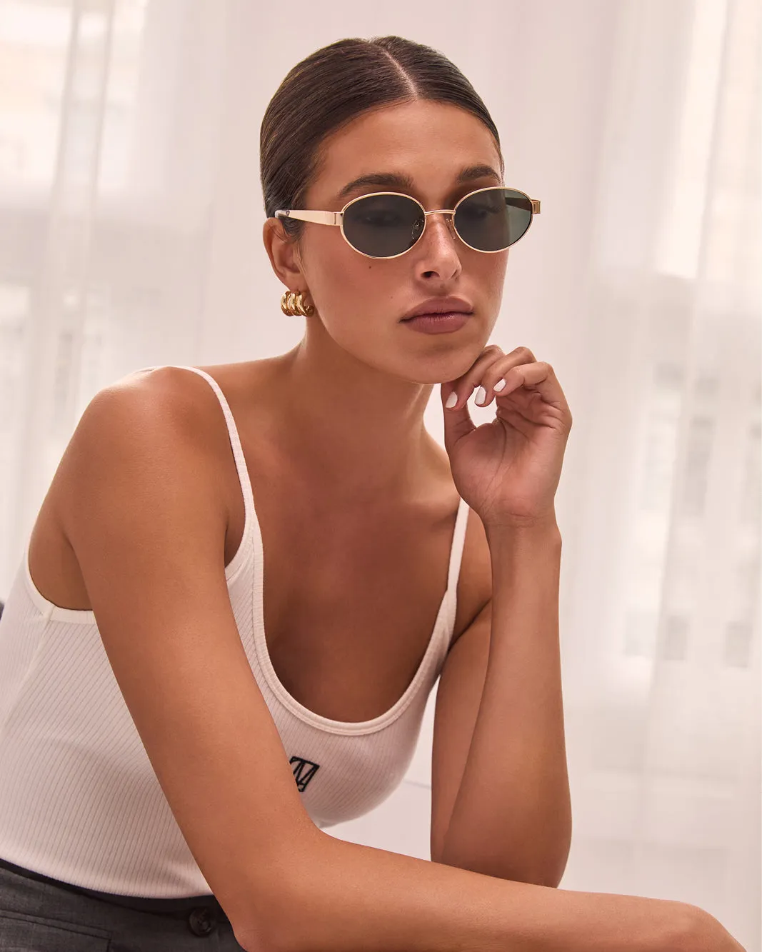 The Evangelista Sunglasses - Gold - Green sold by Gingham & Heels product image thumbnail 3