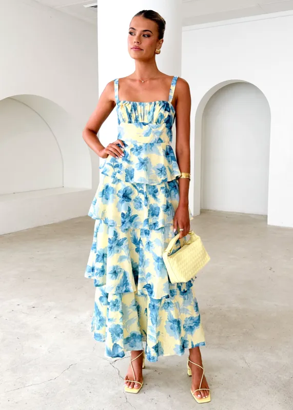 Renee Maxi Dress - Lemon Flowers sold by Gingham & Heels