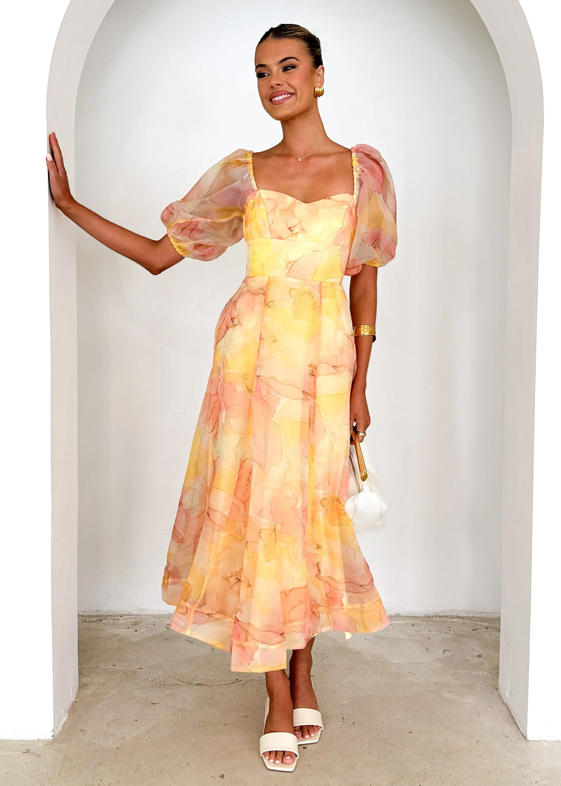Paradisio Maxi Dress - Lemon Watercolour sold by Gingham & Heels product image thumbnail 4