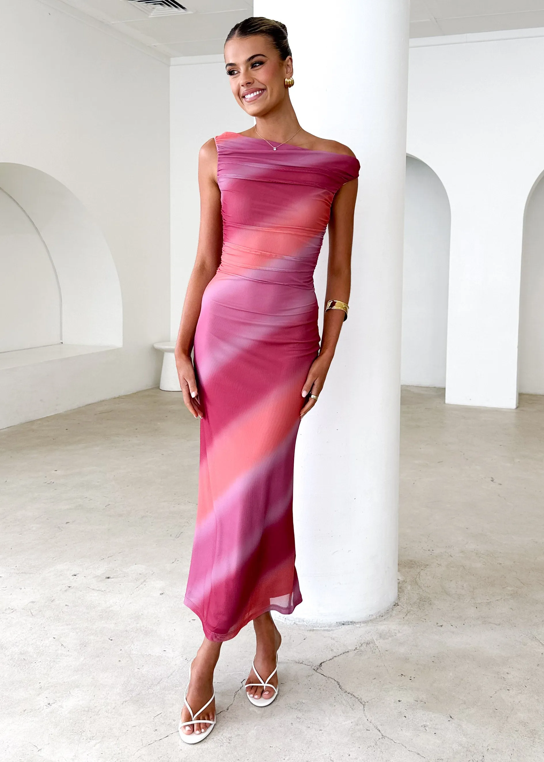 Olly Mesh Midi Dress - Rose Tie Dye sold by Gingham & Heels product image thumbnail 2