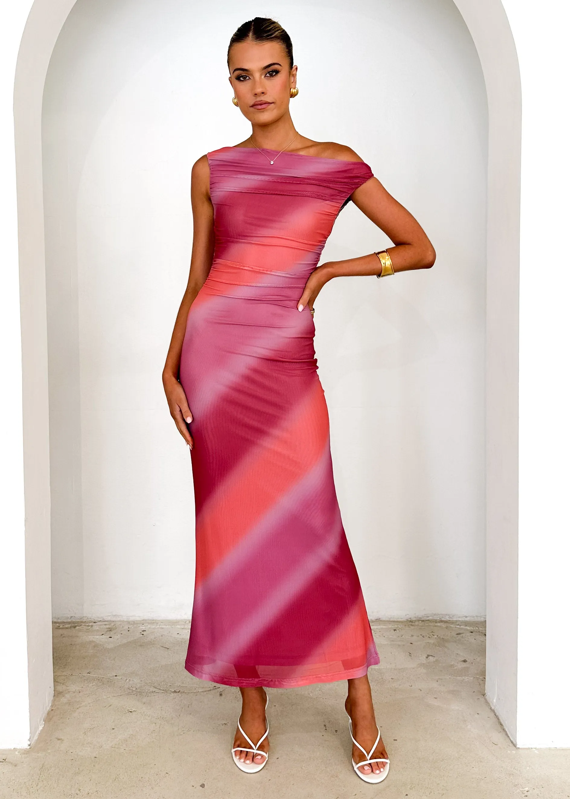 Olly Mesh Midi Dress - Rose Tie Dye sold by Gingham & Heels product image thumbnail 3