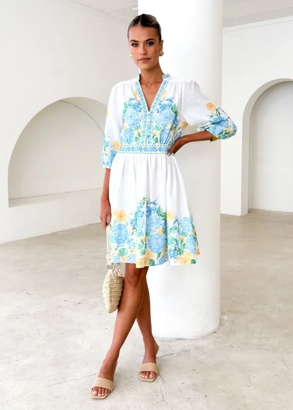 Lielani Dress - Blue Hydrangea sold by Gingham & Heels