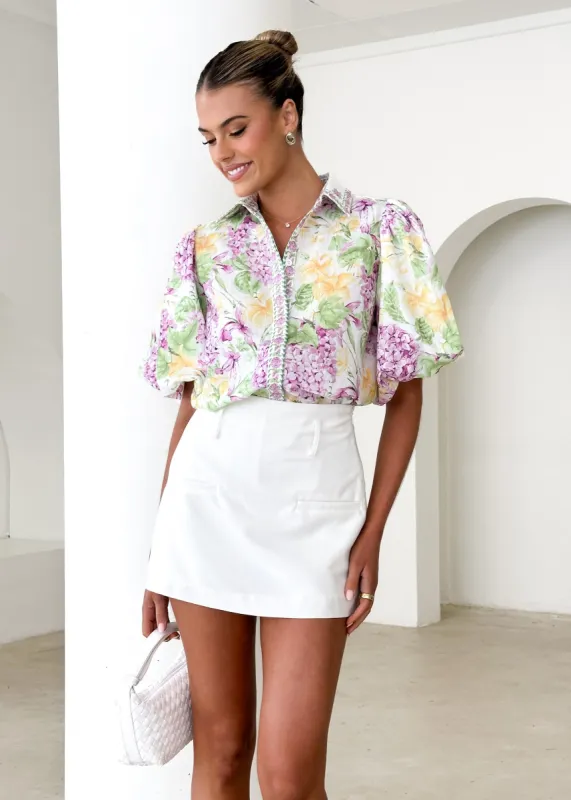 Malaa Shirt - Purple Hydrangea sold by Gingham & Heels