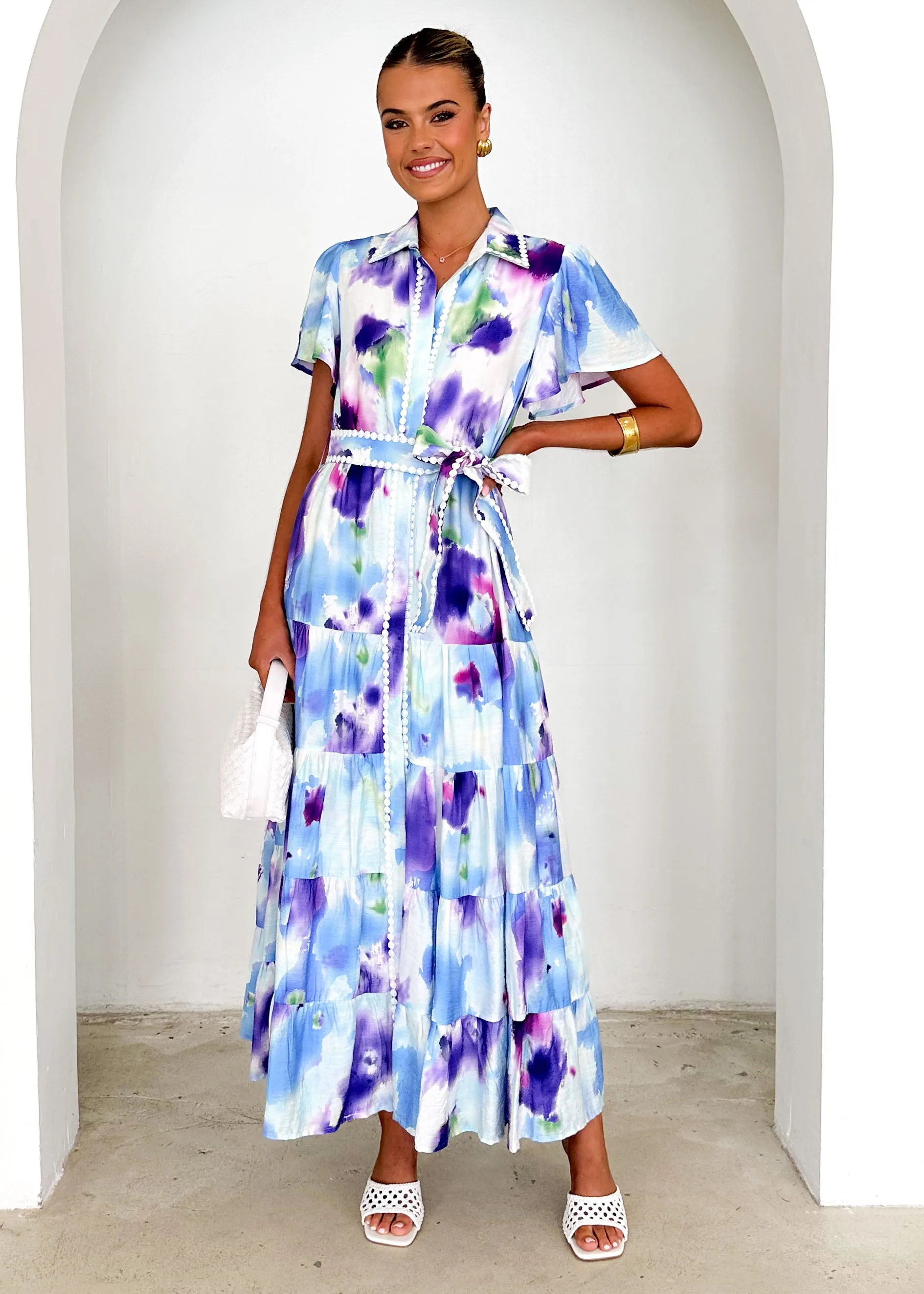 Leondra Maxi Dress - Blue Watercolour sold by Gingham & Heels product image thumbnail 4