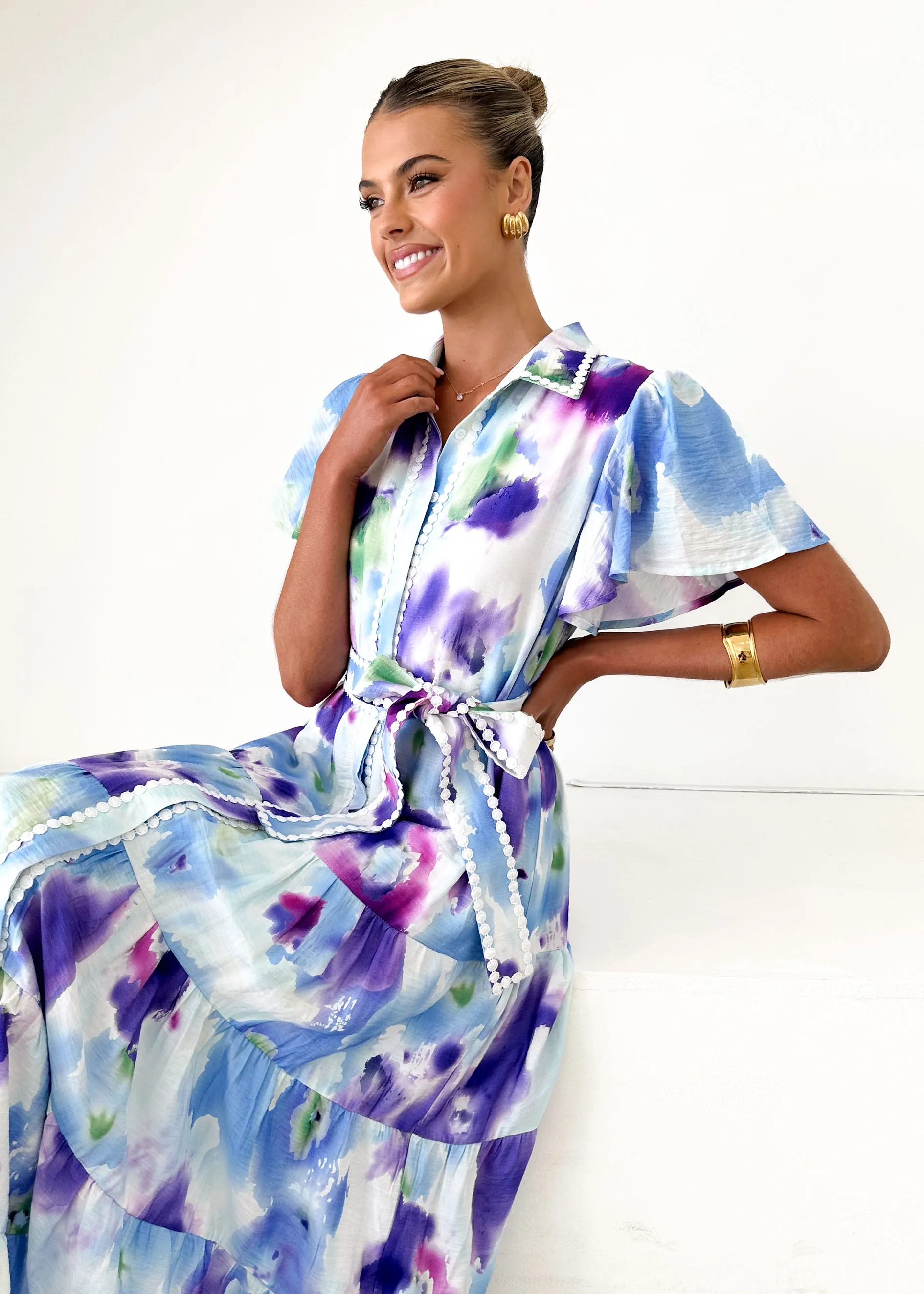 Leondra Maxi Dress - Blue Watercolour sold by Gingham & Heels product image thumbnail 2
