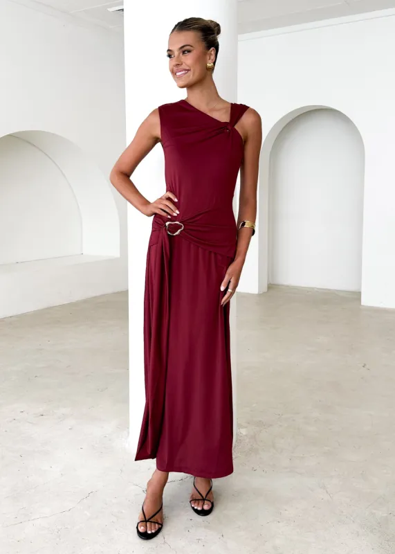 Arina Maxi Dress - Burgundy sold by Gingham & Heels