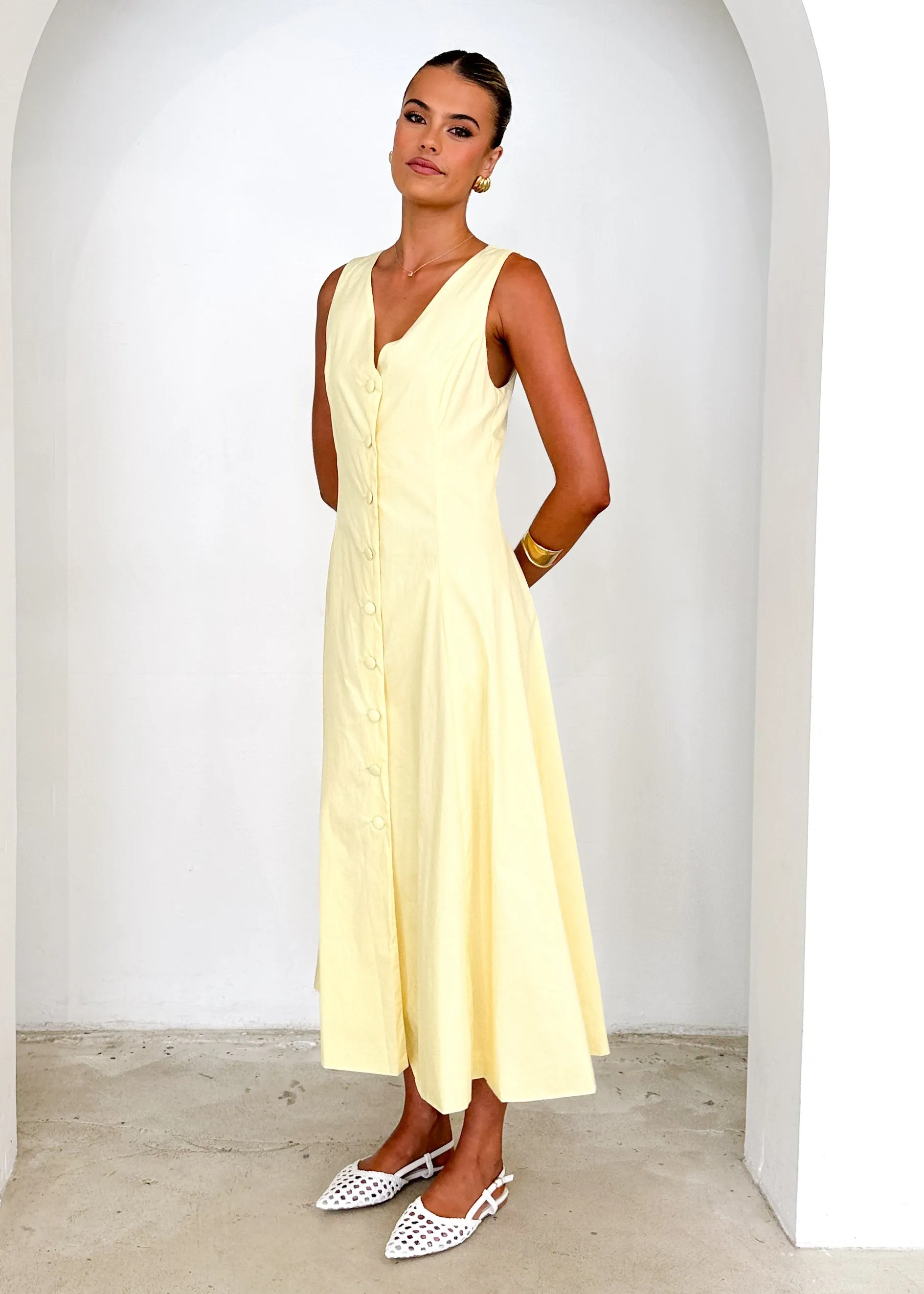 Gio Midi Dress - Lemon sold by Gingham & Heels product image thumbnail 4