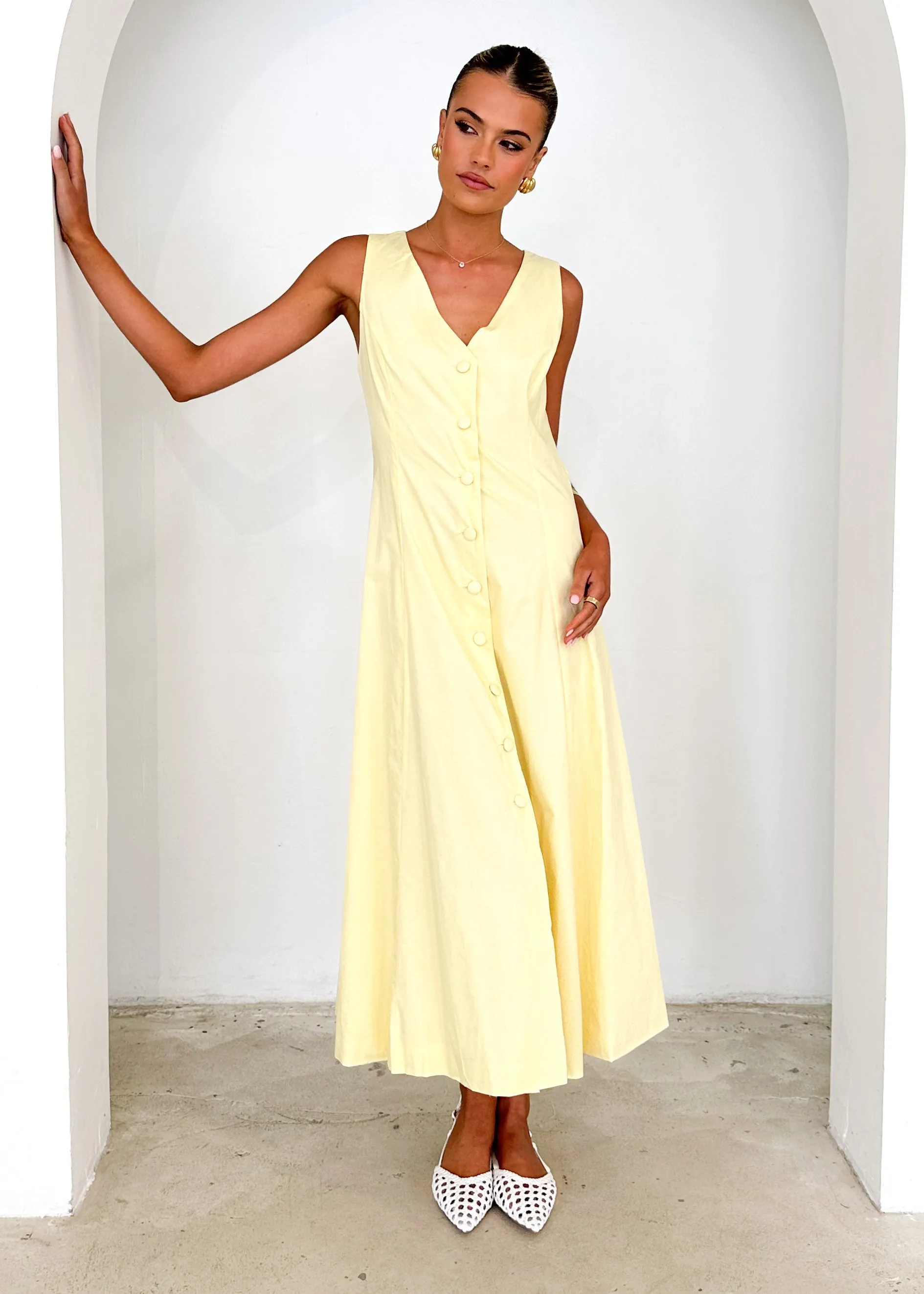 Gio Midi Dress - Lemon sold by Gingham & Heels product image thumbnail 3