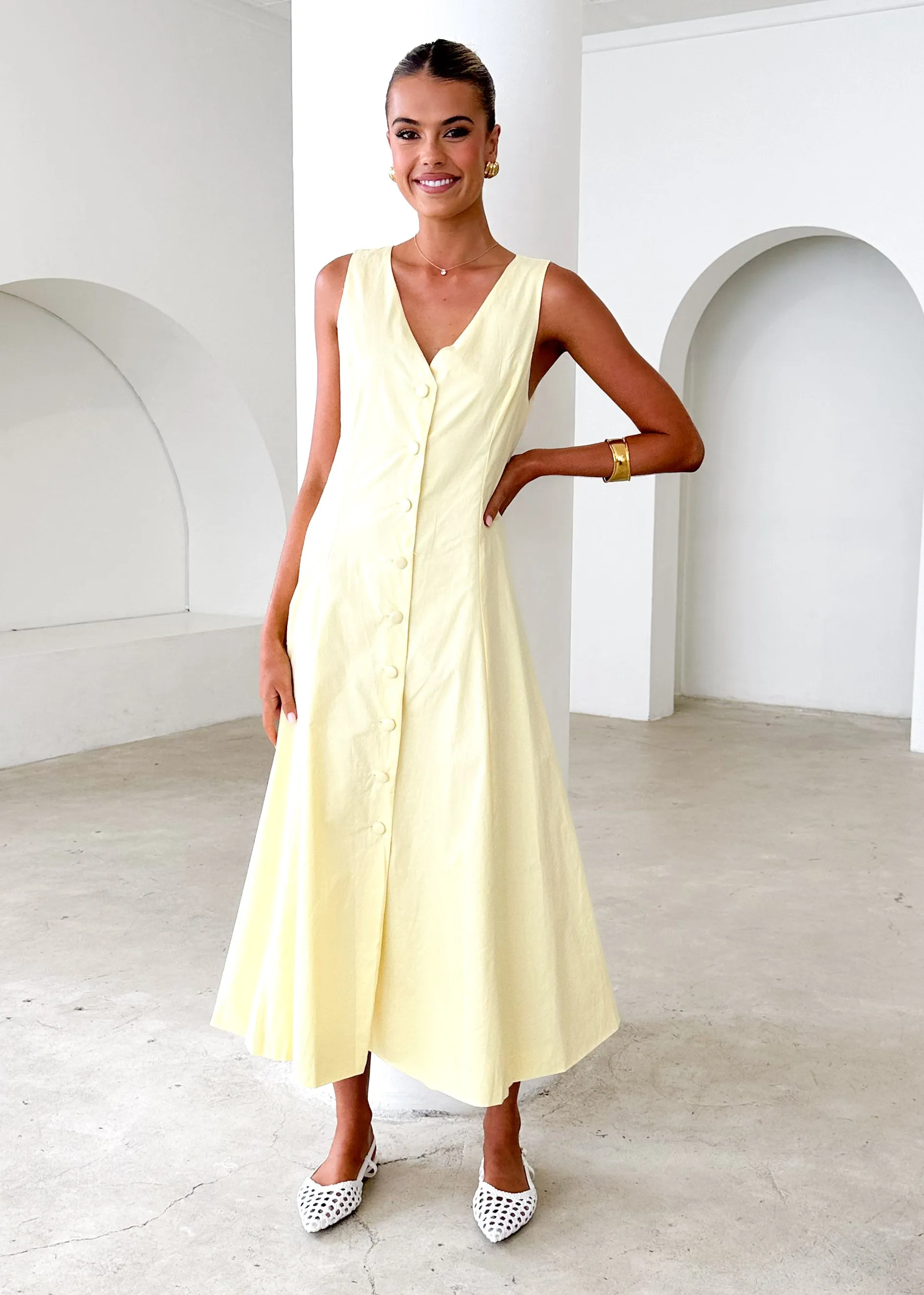 Gio Midi Dress - Lemon sold by Gingham & Heels product image thumbnail 2