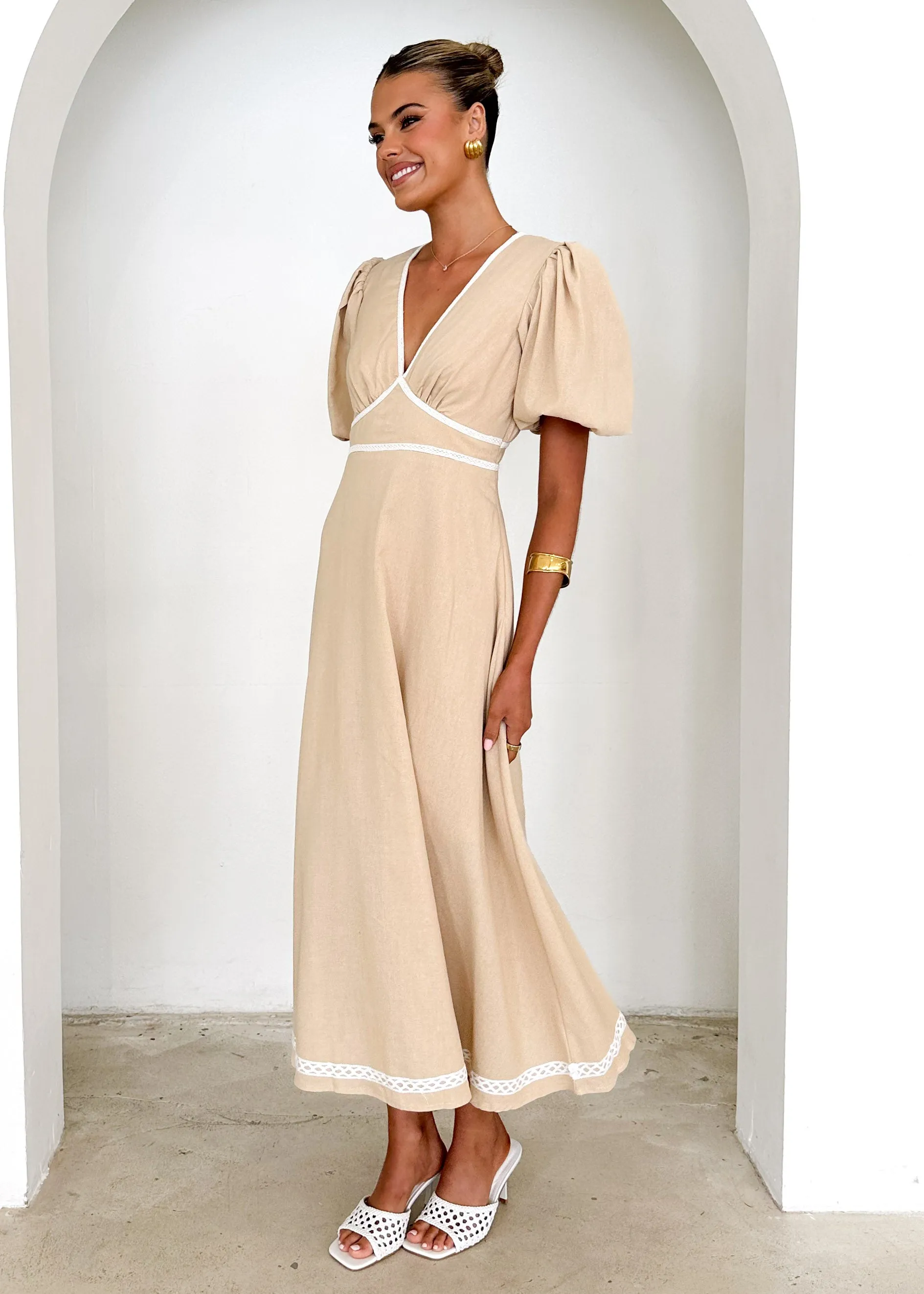 Ellodie Maxi Dress - Beige sold by Gingham & Heels product image thumbnail 4