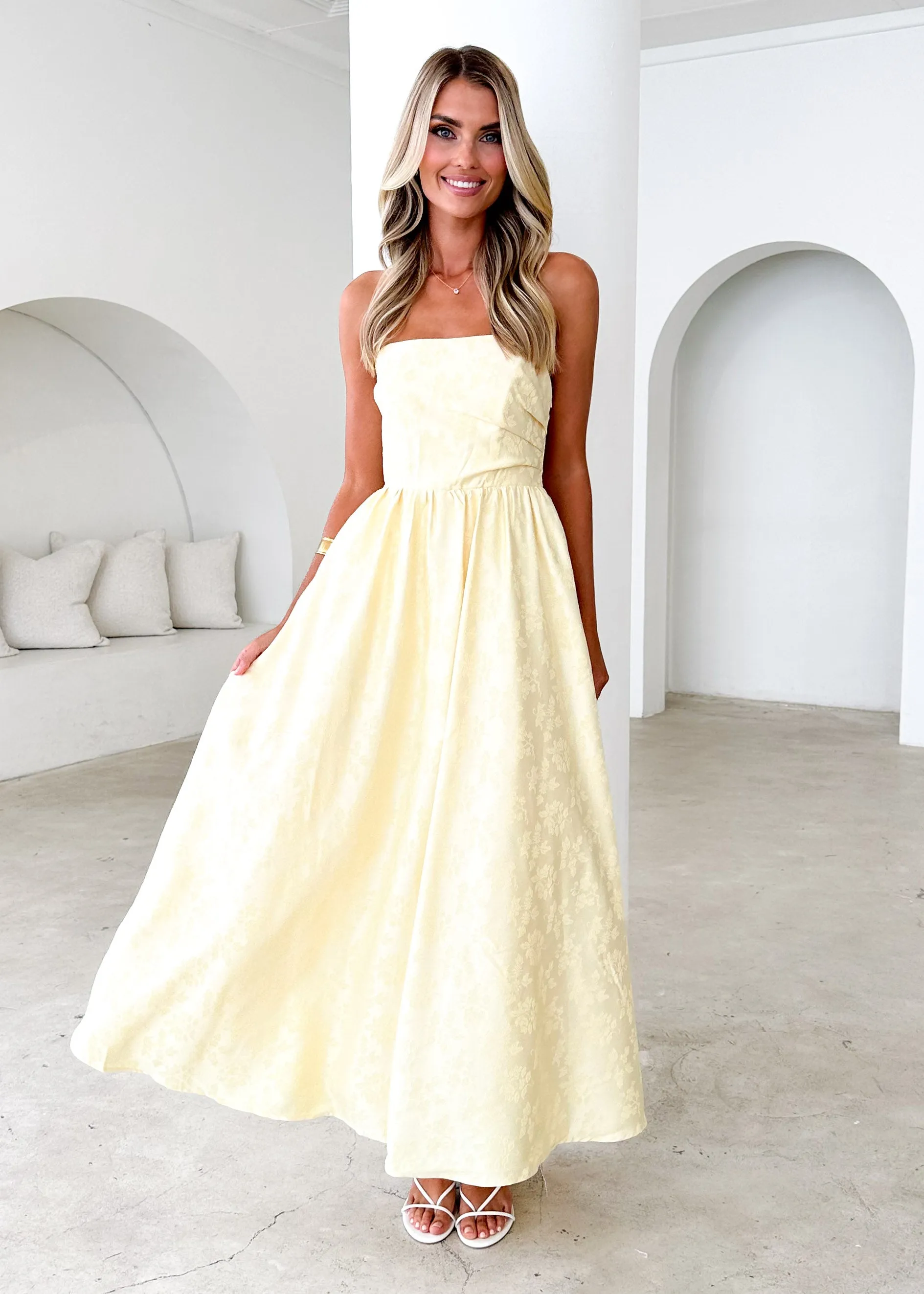 Laneway Strapless Maxi Dress - Lemon sold by Gingham & Heels product image thumbnail 2