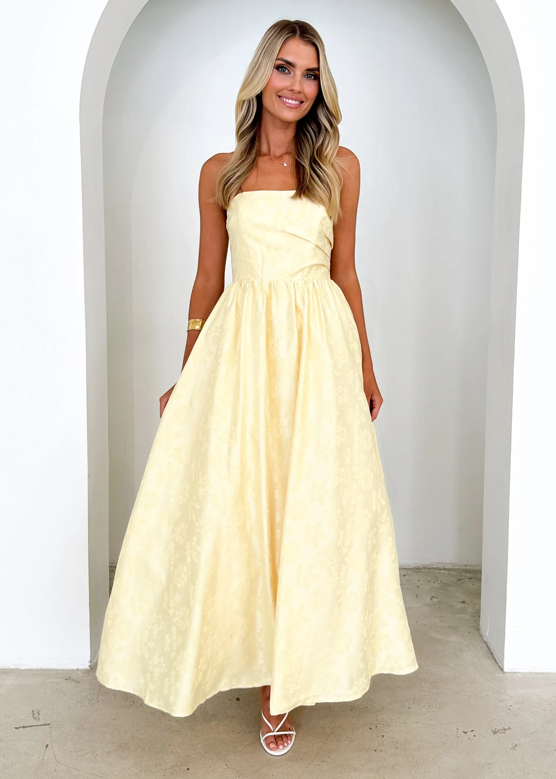 Laneway Strapless Maxi Dress - Lemon sold by Gingham & Heels product image thumbnail 3