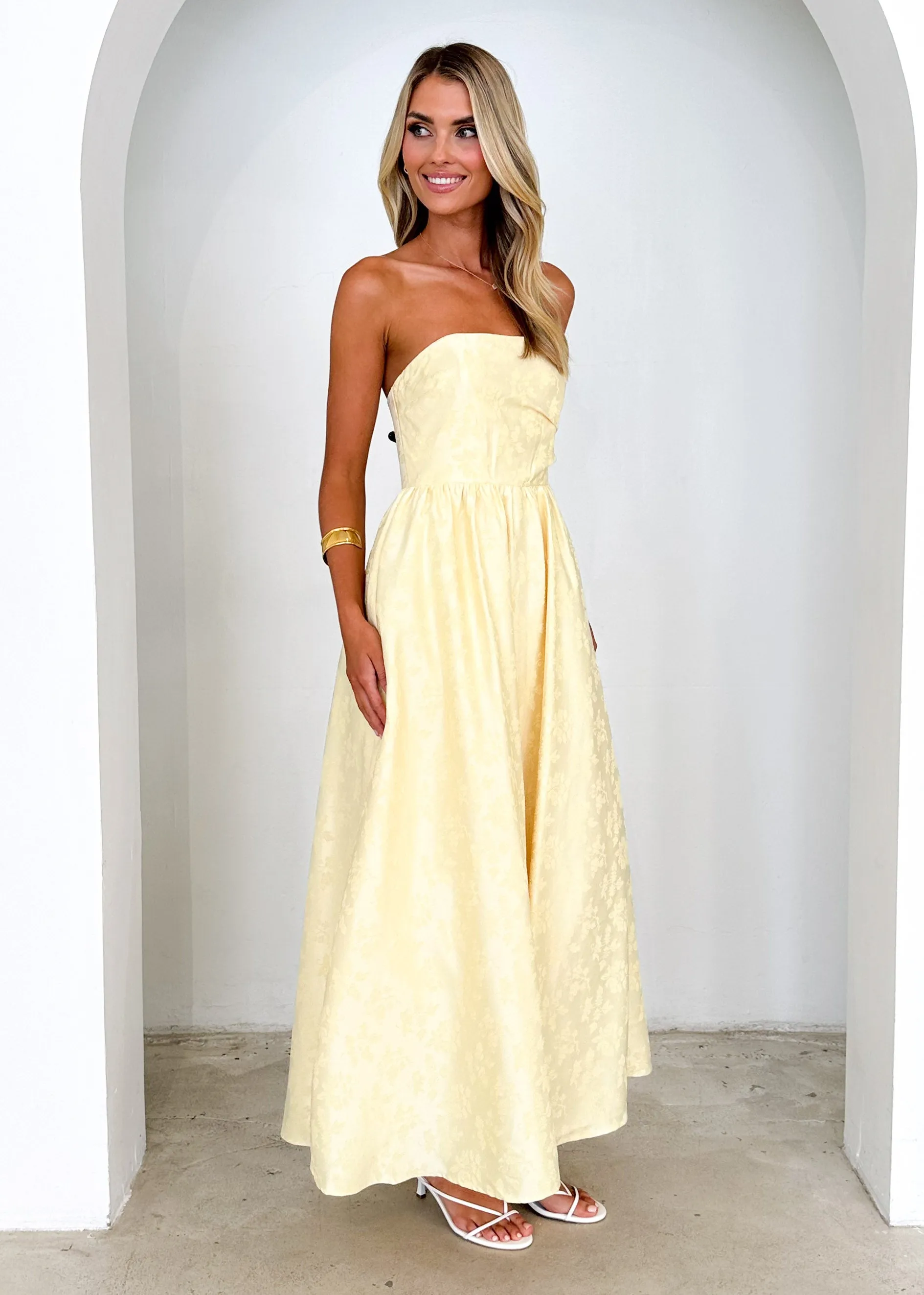Laneway Strapless Maxi Dress - Lemon sold by Gingham & Heels product image thumbnail 4