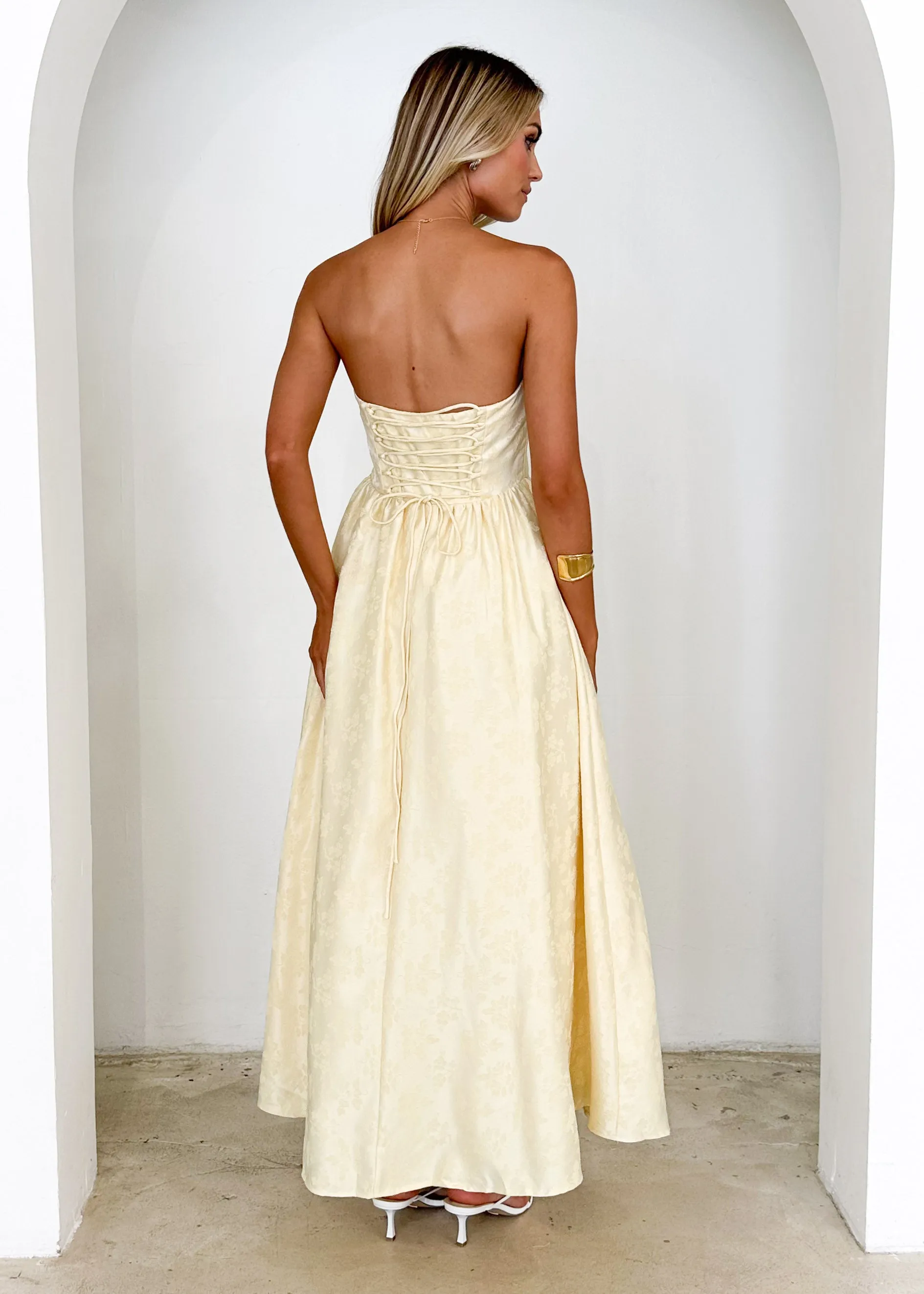 Laneway Strapless Maxi Dress - Lemon sold by Gingham & Heels product image thumbnail 5