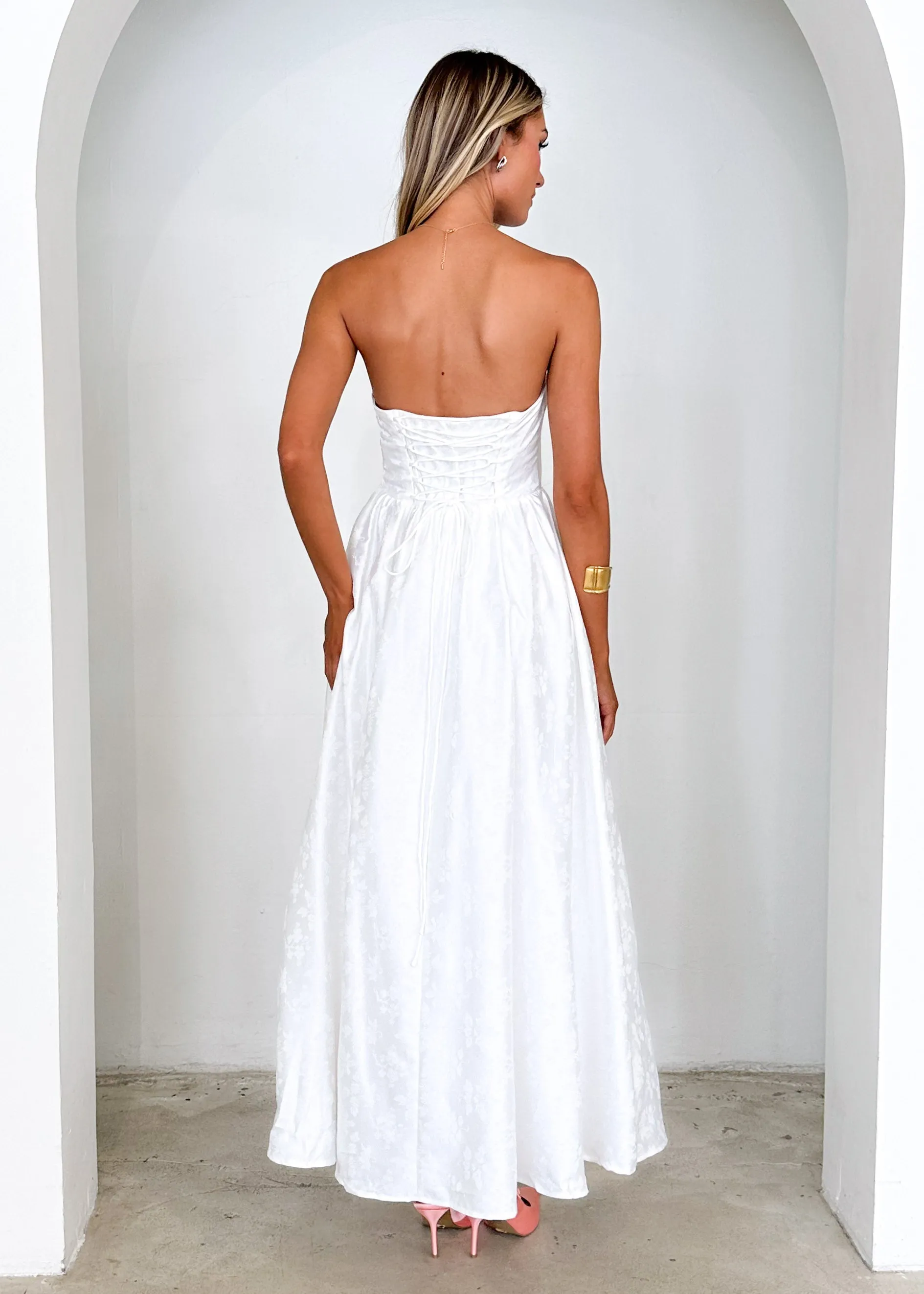 Laneway Strapless Maxi Dress - Off White sold by Gingham & Heels product image thumbnail 5