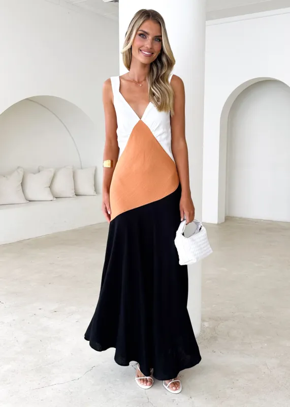 Orabelle Maxi Dress - Brown Splice sold by Gingham & Heels