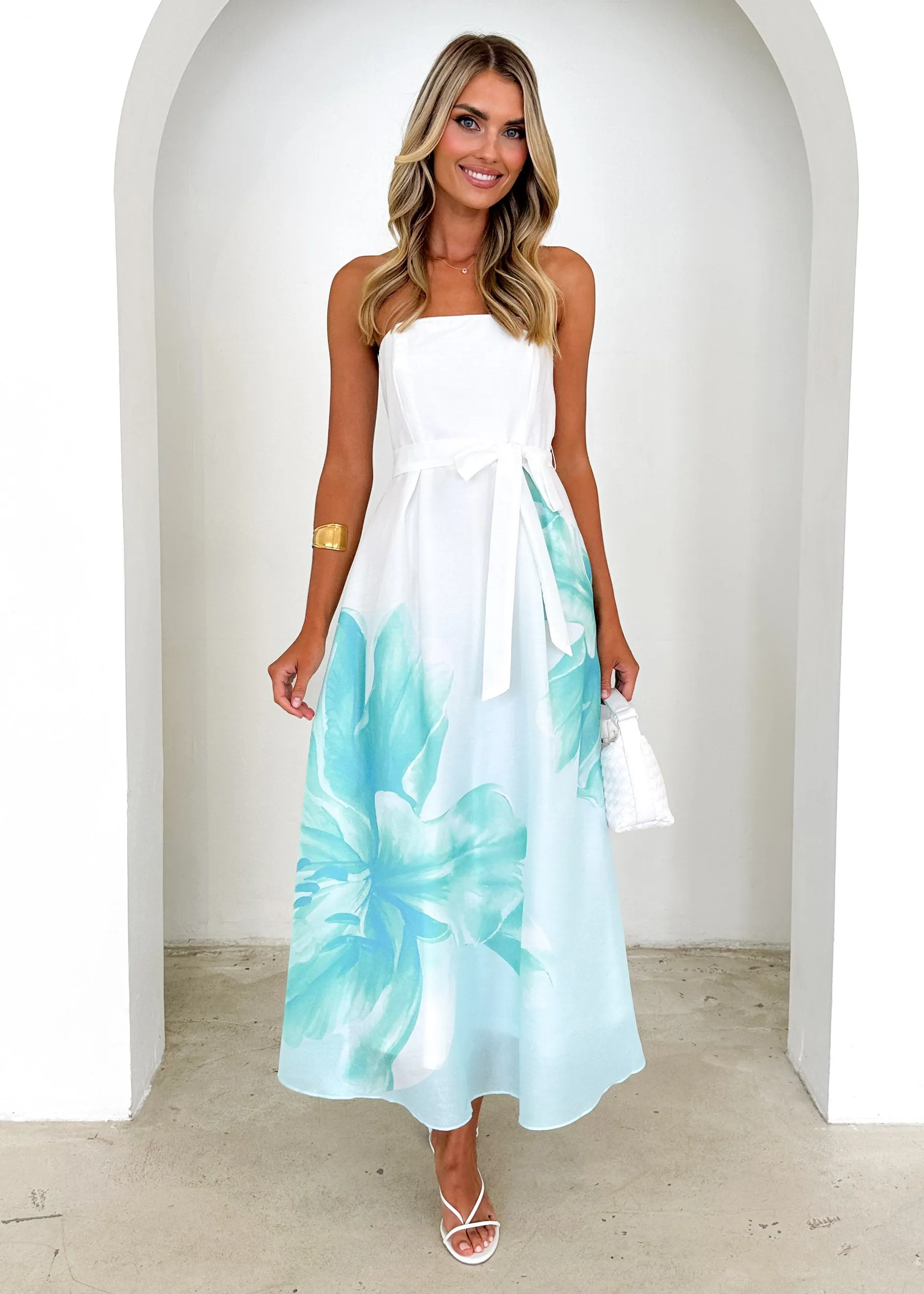 Naya Strapless Midi Dress - Mint Floral sold by Gingham & Heels product image thumbnail 3