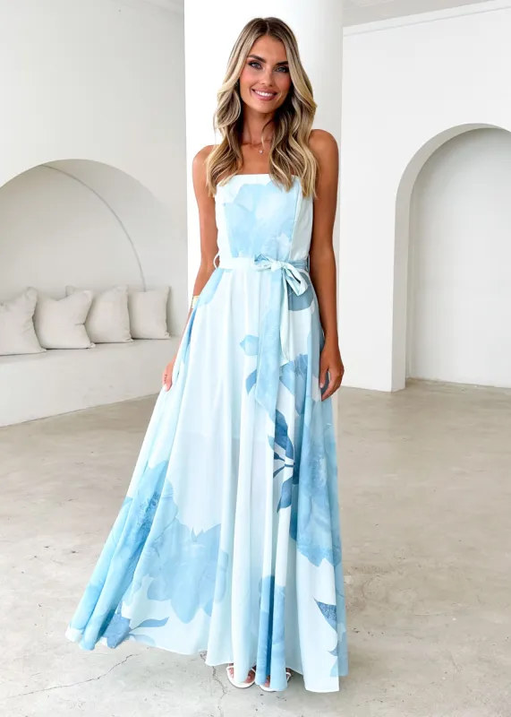 Jorgia Strapless Maxi Dress - Mint Floral sold by Gingham & Heels