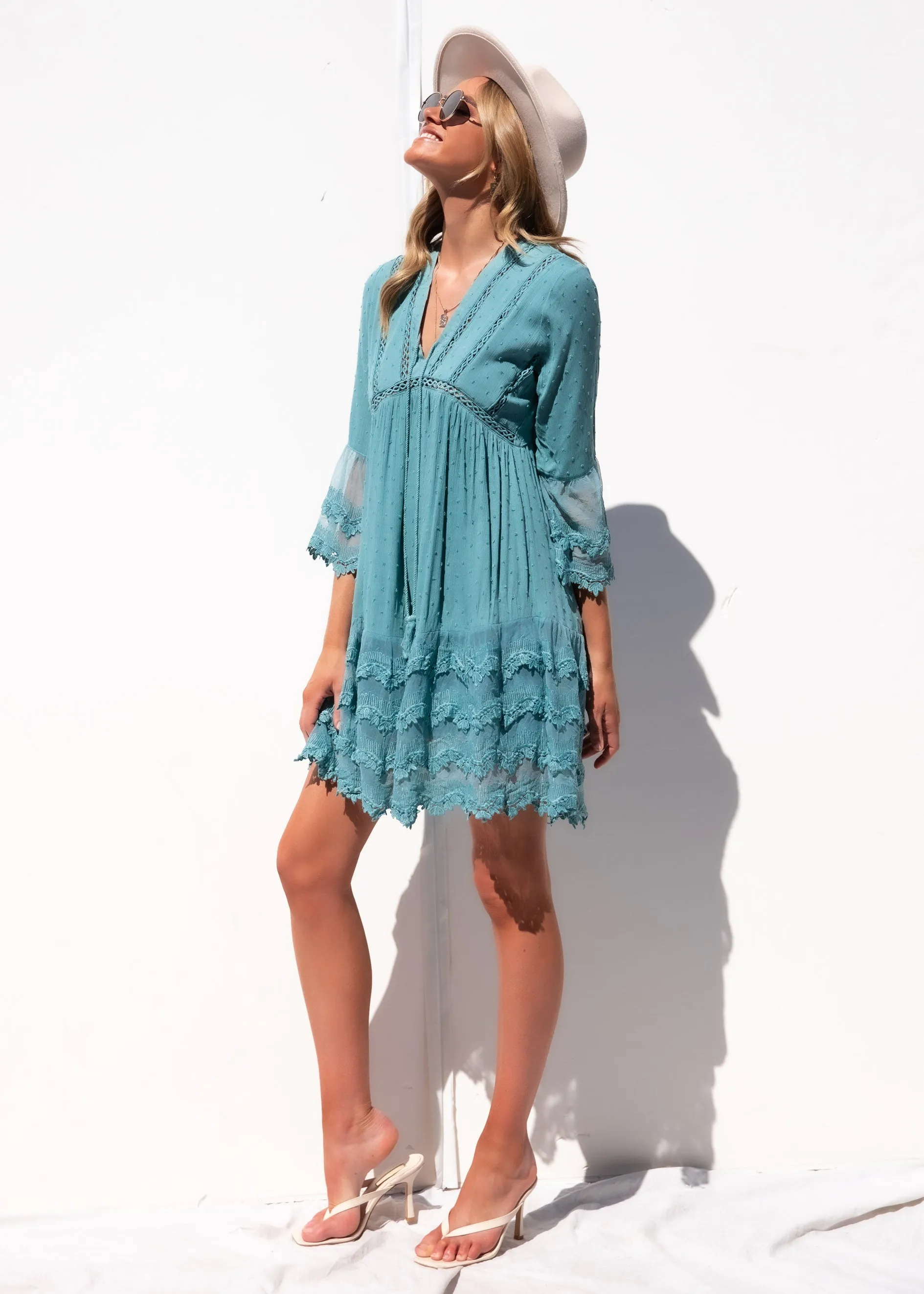 Peony Lace Dress - Teal sold by Gingham & Heels product image thumbnail 4
