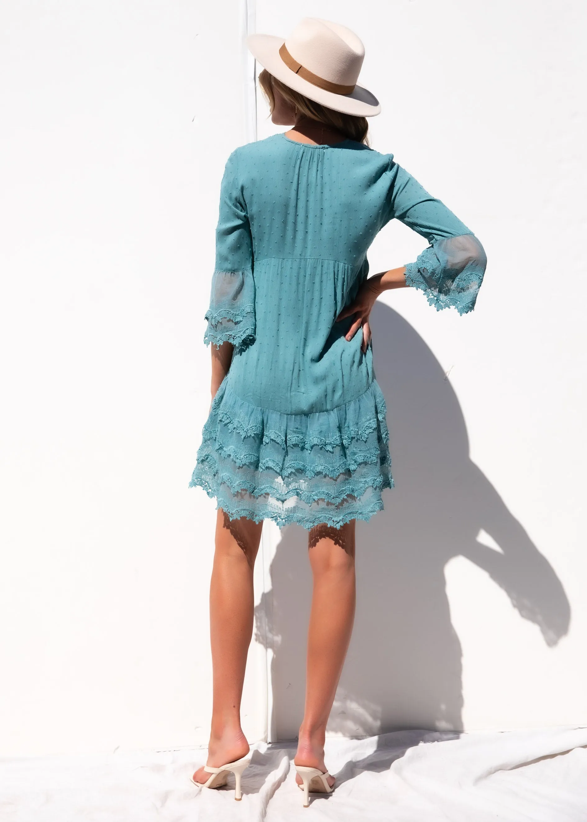 Peony Lace Dress - Teal sold by Gingham & Heels product image thumbnail 5