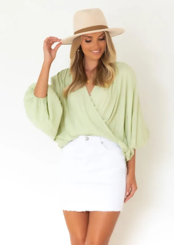 Elissa Blouse - Pistachio sold by Gingham & Heels