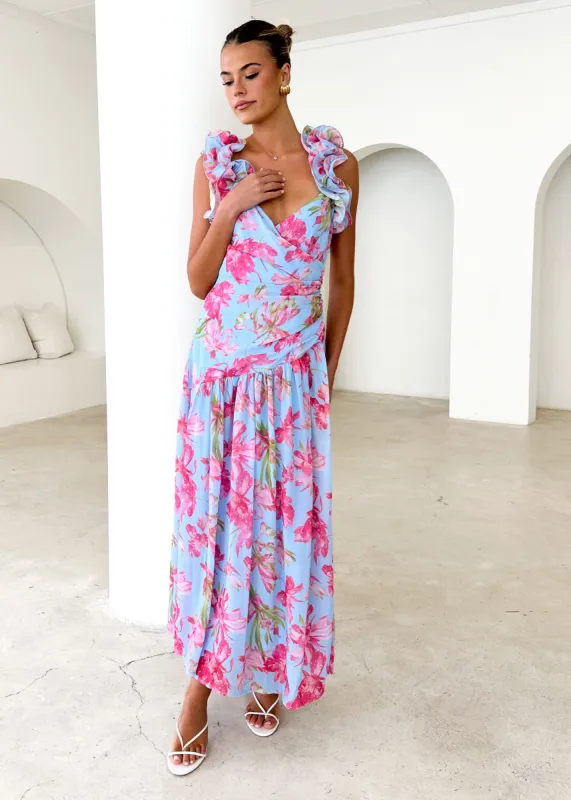 Lucine Maxi Dress - Blue Floral sold by Gingham & Heels