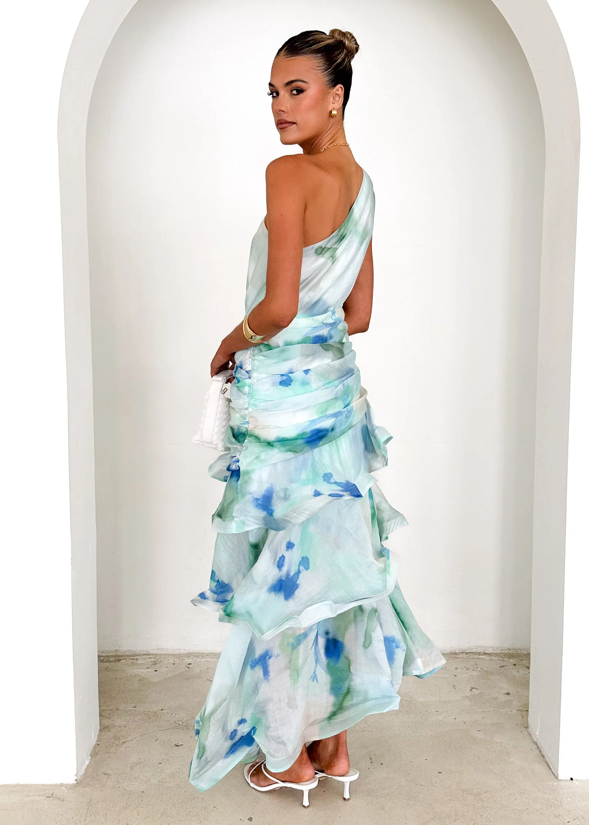 Zaba One Shoulder Maxi Dress - Mint Haze sold by Gingham & Heels product image thumbnail 5