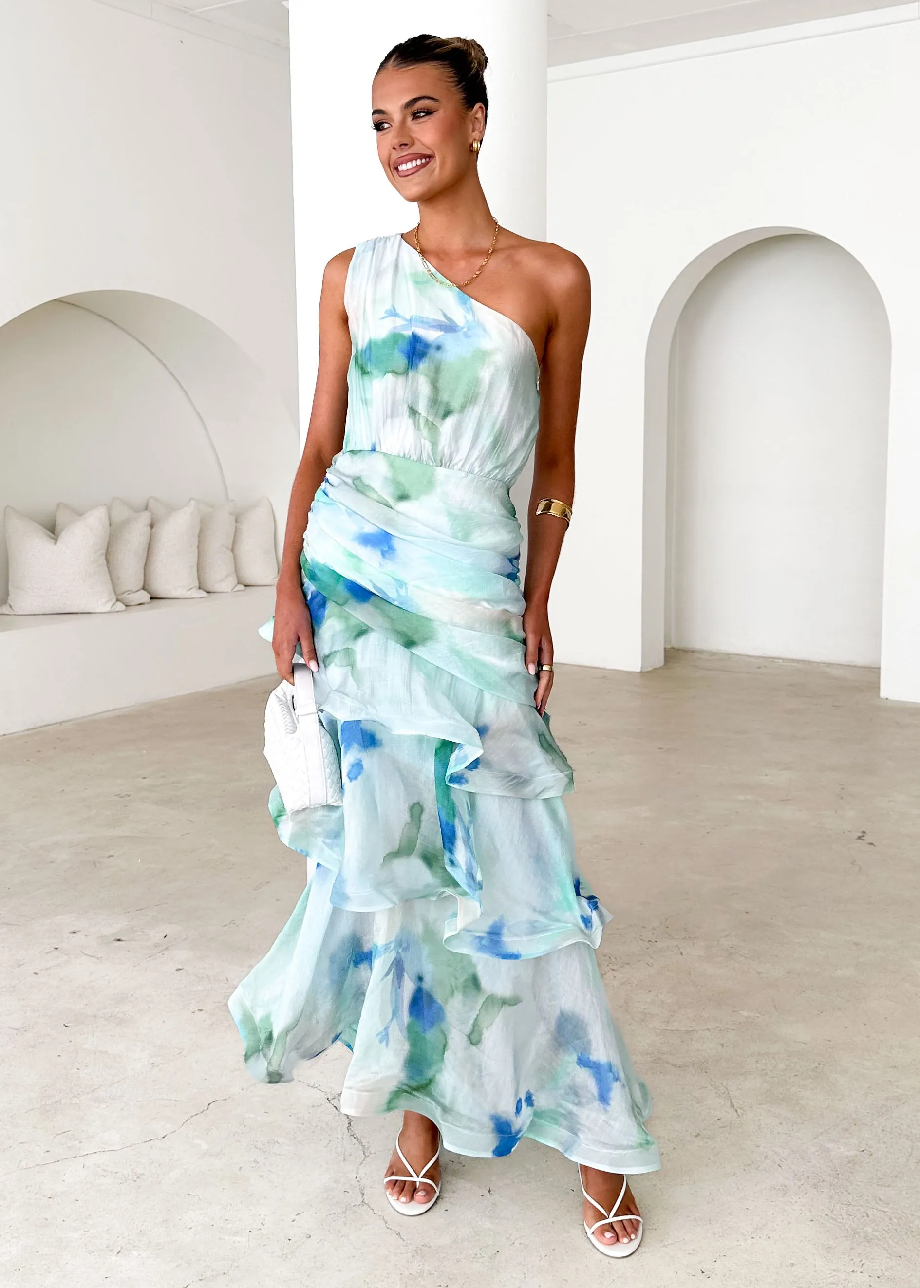Zaba One Shoulder Maxi Dress - Mint Haze sold by Gingham & Heels product image thumbnail 2