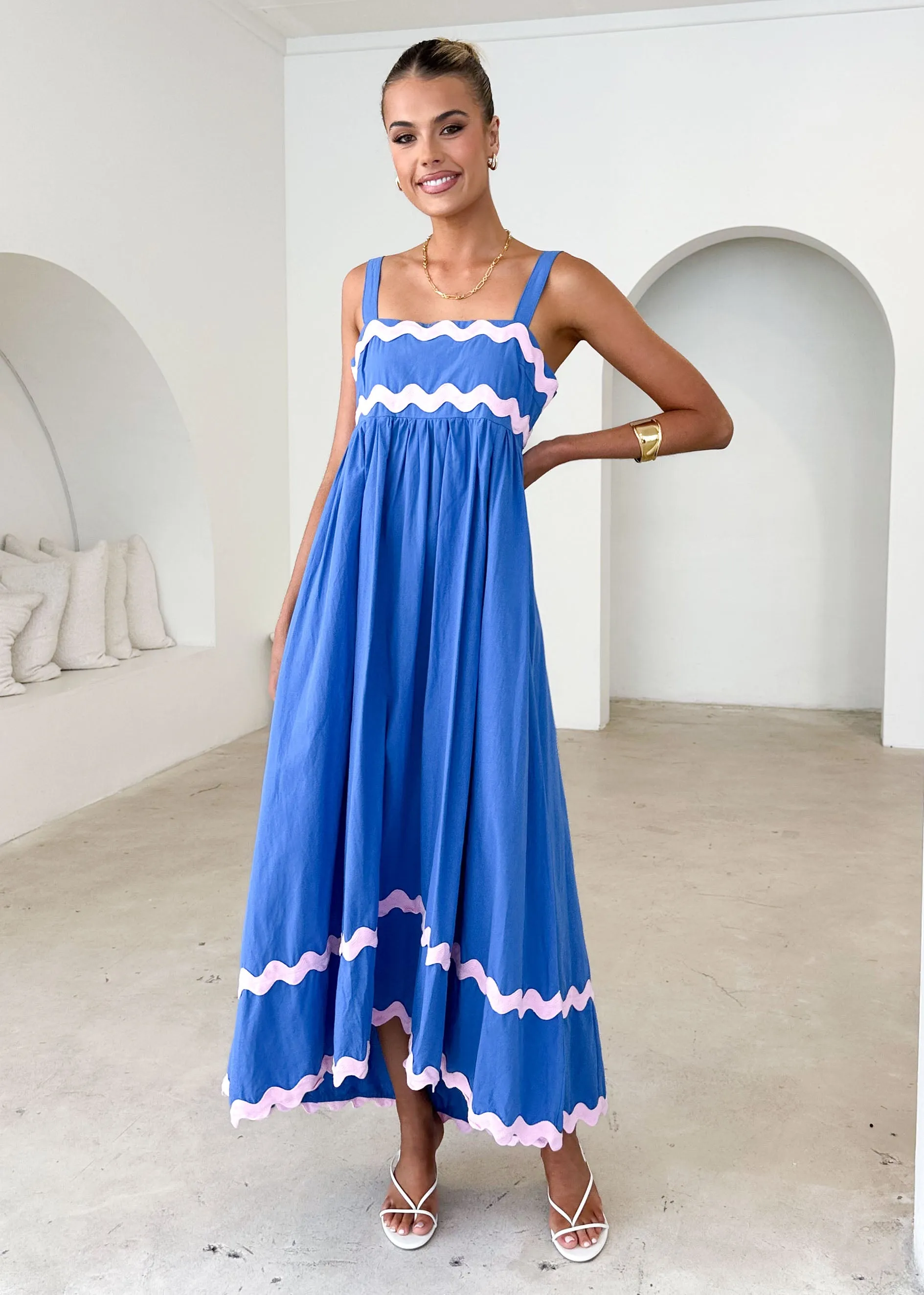 Elton Maxi Dress - Blue sold by Gingham & Heels